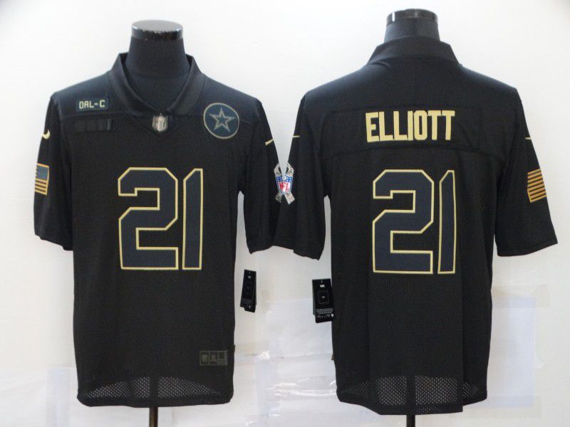 Men Dallas cowboys #21 Elliott Black gold lettering 2020 Nike NFL Jersey